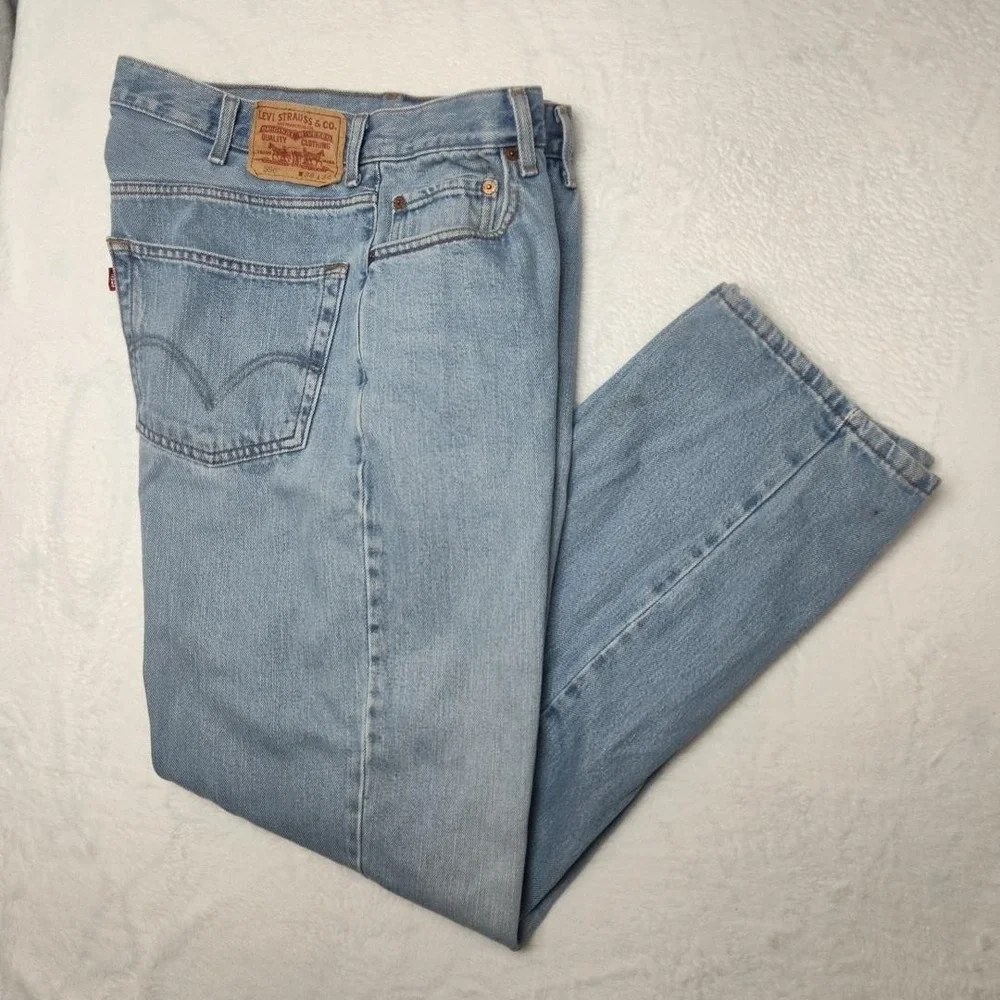 Levis 550 Jeans Mens 38x34 Light Wash Y2K Relaxed Fit Tapered Leg Blue Denim